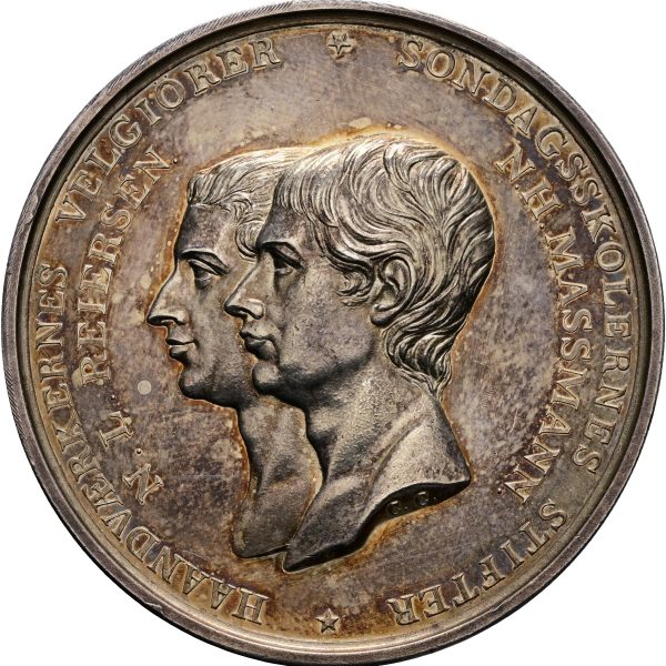 Frederik VI, søndagsskolernes store sølvmedalje, 1831, af Christensen, Bergsøe 109, Ag, 50 mm, 75,40 g, kv. 01