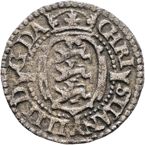 Christian IV, skilling 1624, H 135, Sieg 25.2, kv. 1+, forvitret overflade.