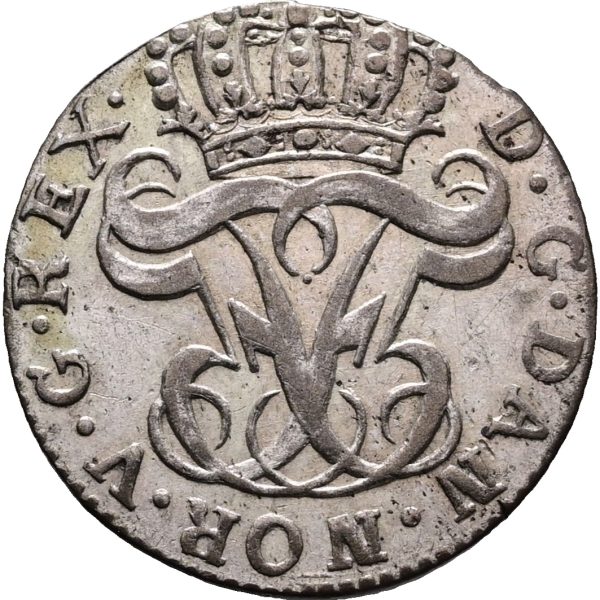 Frederik V (Christian VII), 2 skilling 1761, H 36A, Sieg 4.0, kv. 01