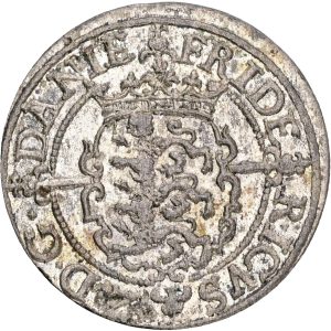 Frederik II, skilling 1582, Frederiksborg, H 28, Schou 20, 0, ex. BR 881/35 - kabinetseksemplar af Poul Guldens første skilling, der udmøntedes med de nyindkøbte, tyske valseprægemaskiner