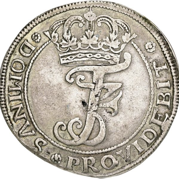 Frederik III, Mysteriekrone, 4 mark / krone 1667, H 113A, M67-2, kv. 1+, (samtidig forfalskning fra Nordtyskland), ex. BR 897/1119