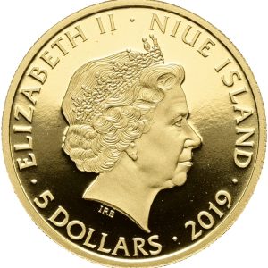 Niue Island, 5 Dollars 2019, Dannebrog, Au (999/1000), 3.11 g, Proof
