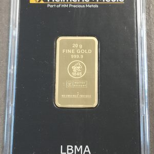 Guldbarre, 20 g, Au (999.9/1000), Heimerle + Meule, kv. Proof - i original holder.