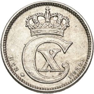 Christian X, 10 øre 1923, H 13, Sieg 11.3, kv. 01-1+