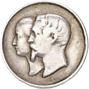 France, Napoleon III (1852-1870), Baptism of Louis Napoleon, 1856, by A. Caque, Divo 317, Ag, 16 mm, 1.88 g, F