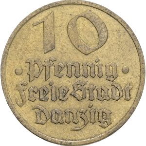 Poland, Danzig, 10 Pfennig 1932, KM 152, EF-VF