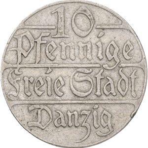 Poland, Danzig, 10 Pfennig 1923, KM 143, VF, minor edge nick.