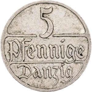 Poland, Danzig, 5 Pfennig 1928, KM 142, EF-VF