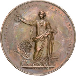 Christian IX, Den Almindelige Danske Landmandsforsamling, Odense, 1900, af Conradsen, Ae, 47 mm, 56,17 g, kv. 1+, lakeret.