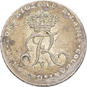 Frederik VI, 1/6 rigsdaler 1808, 'offermark', Sieg 7, H 6, kv. 1+