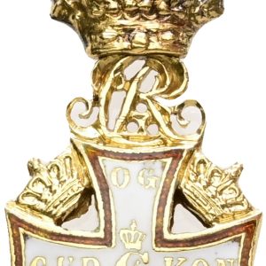Christian X, miniature af ridderkorset, Au med emalje, 24x11 mm, 1,94 g