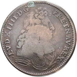 France, Louis XIV (1643-1715), 'Chambre aux deniers', 1676, Ae, 27 mm, 7.14 g, F, stain.