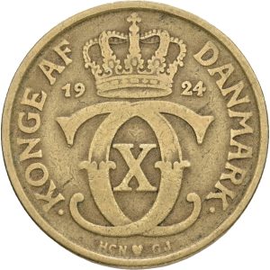 Christian X, 1 krone 1924, Sieg 3.1, H 21A, kv. 1-
