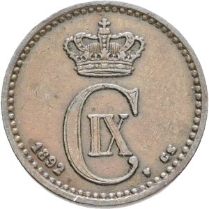 Christian IX, 1 øre 1892, Sieg 1.1, H 19A, kv. 1+-1