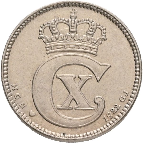 Christian X, 25 øre 1922, Sieg 3.3, H 11, kv. 01/01-1+