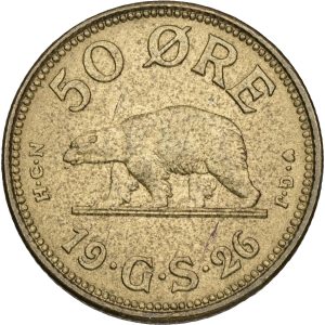 Grønland, 50 øre 1926, Sieg 3, H 2, kv. 01