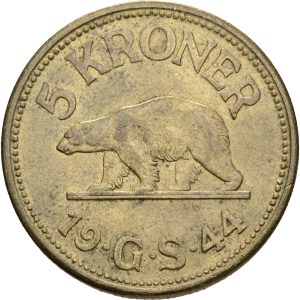 Grønland, 5 kroner 1944, Sieg 5, H 4, kv. 01-1+