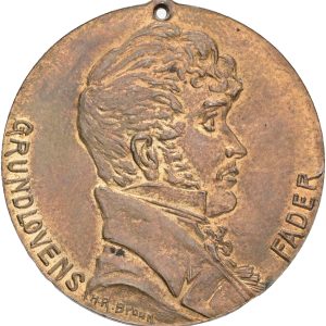 Norge, Christian Magnus Falsen, 17. maj, u. år (1914), af H. R. Bruun, Ae, 27 mm, 7,72 g, kv. 01, perforeret.