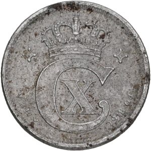 Christian X, 1 øre 1918, Sieg 3.2, H 19A, kv. 1+, rust.