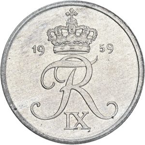 Frederik IX, 2 øre 1959, Sieg 6.2, H 13B, kv. 0-01