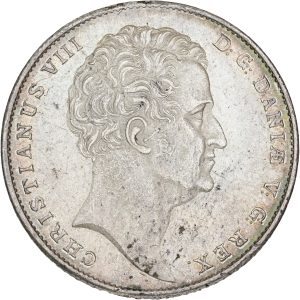 Christian VIII, speciedaler 1847 FF, Sieg 13.3, H 3C, kv. 01, pletter, ridser.