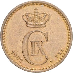 Christian IX, 1 øre 1902, Sieg 1.2, H 19B, kv. 0-01