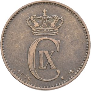 Christian IX, 2 øre 1886, Sieg 1.1, H 18A, kv. 1