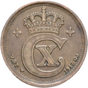 Christian X, 2 øre 1917, Sieg 3.1, H 16A, kv. 1+-1