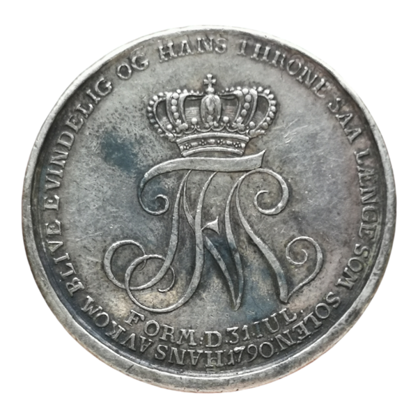 Christian VII, Kronprinsens Bryllup, 1790, Bauert, Galster 525, Bergsøe 3, Ag, 31 mm, 11,01 g, kv. 1+.