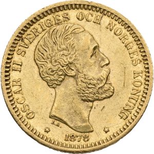 Sweden, Oscar II, 20 Kronor 1878, SM 8, VF