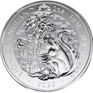 Great Britain, 5 Pounds 2022, Lion, 2 Oz Ag (999/1000), Proof in damaged capsule