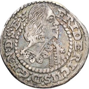 Slesvig-Holstein-Gottorp, Frederik III (1616-1659), 1/16 Thaler 1647, Sieg 7.8, Lange 345, kv. 1+