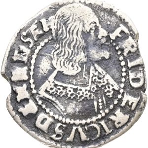 Slesvig-Holstein-Gottorp, Frederik III (1616-1659), 1/16 Thaler 1649, Sieg 7.8, Lange 347, kv. 1+-1, ks.