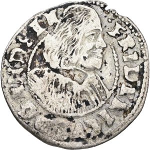 Slesvig-Holstein-Gottorp, Frederik III (1616-1659), 1/16 Thaler 1653, Sieg 7.8, kv. 1+-1, ks.