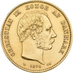 Christian IX, 20 kroner 1874, H 8A, F 295, Sieg 1.1, kv. 01-1+, let rens. Ex. Bruun Rasmussen 1449, 08.12.2014, lot 5119, her beskrevet som kv. 0