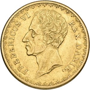Frederik VI (1808-1839), Frederik d'or 1837, Sieg 33, H 4B, kv. 1+.  Uhyre sjældent årstal.