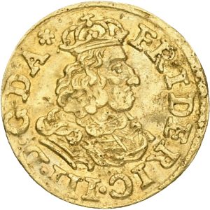 Frederik III (1648-1670), 1/4 dukat 1660, H 19A, S 6, Aagaard 25.1, F 103, 0,84 g, kv. 1+, let buklet