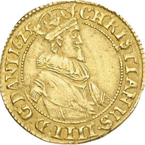 Christian IV (1588-1648), Rhinsk gylden 1625, Sieg 136.1, H 29, S 1, F 43, kv. 1+. Sjælden. Ex. Künker 291, 15.03.2017, lot 4061; ex. Poul Henning Knudsen VII, 2011, lot 61; ex. Provinsbankens samling 1985.