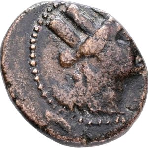 Ancient Greece, Phoenicia, Arados. AE, c. 206-176 BC. Turreted head of Tyche to right / Prow of galley to left. HGC 10, 87. 4.55 g. VF-F. Ex. Künker at Coin Fair in Berlin, 01.12.1991.