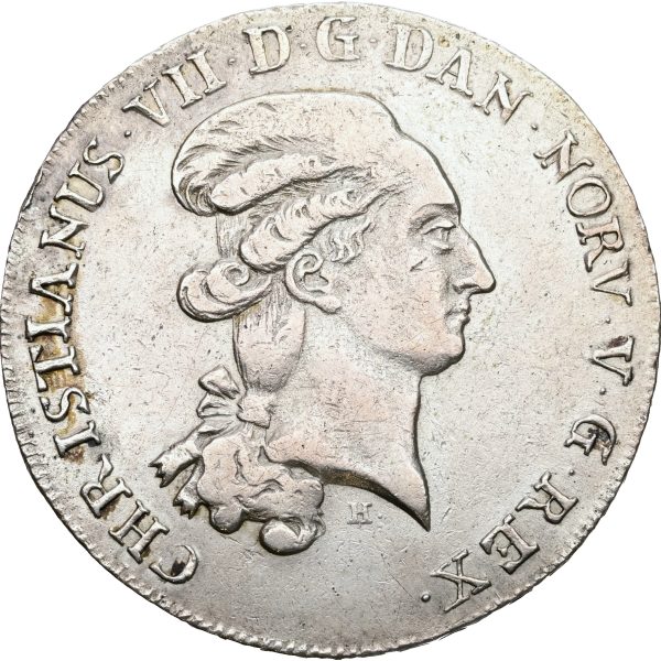 Christian VII, speciedaler 1788, H 39C, FP SH9.9, kv. 1+, sjælden hybrid J. Holm / D Jacobsen.