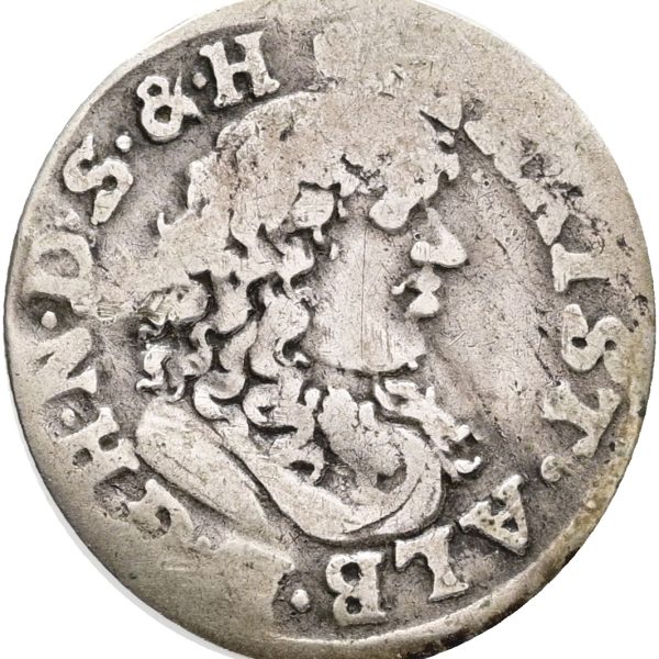 Tyskland, Slesvig-Holsten-Gottorp, Christian Albrecht, 1/16 rigsdaler 1675, Sieg 3.5, kv. 1