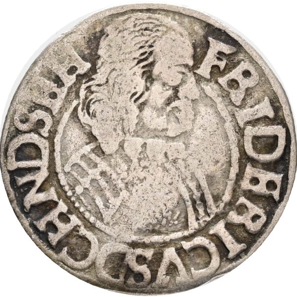 Tyskland, Slesvig-Holsten-Gottorp, Frederik III, 1/16 rigsdaler 1658, Sieg 7.8, kv. 1+-1, buklet