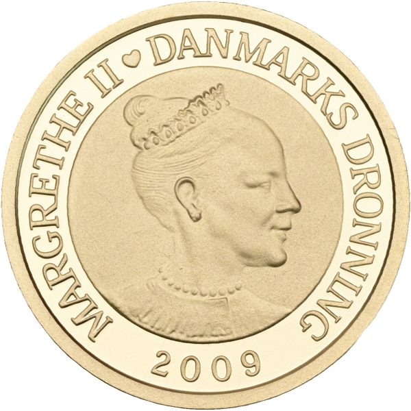 Margrethe II, 1000 kroner 2009, Nordlys, Polarår, Au (900/1000), 8,65 g, Sieg 3B, F 308, Proof, i uoriginal kapsel, uden æske og certifikat. (Modelfoto))