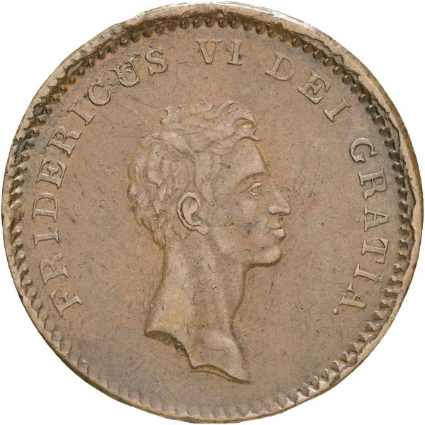 Frederik VI, 12 skilling 1812, overpræg på skilling 1771, H 11, Sieg 6.1, kv. 1+-1
