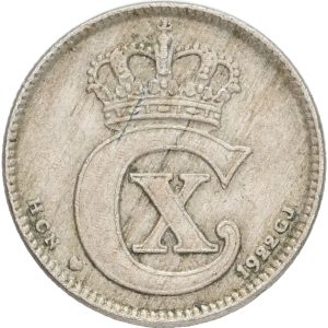Christian X, 25 øre 1922, H 11, Sieg 3.3. kv. 1+-1