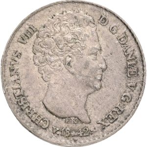 Christian VIII, 4 rigsbankskilling 1842 VS, H 8B, Sieg 8.2, kv. 1+