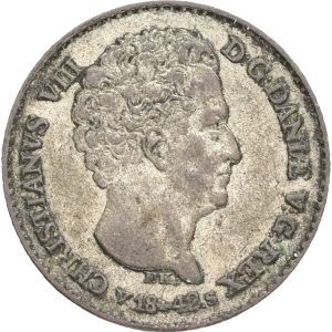 Christian VIII, 4 rigsbankskilling 1842 VS, H 8B, Sieg 8.2, kv. 1+