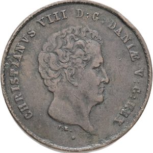 Christian VIII, 2 rigsbankskilling 1842, H 10, Sieg 5, kv. 1, ks.