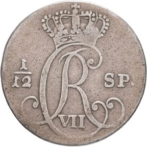 Christian VII, 1/12 speciedaler 1787, H 43, Sieg 41, FP SH5.3, kv. 1
