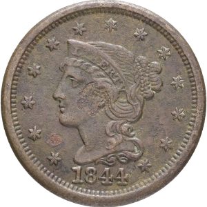 USA, One Cent 1844, KM 67, VF-F, corr.